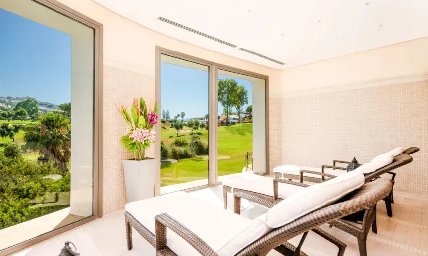 Spa relaxation room overlooking the grounds at La Cala Resort