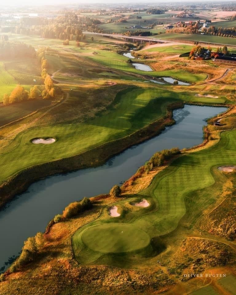 Aerial view of holes eleven and sixteen at Miklagard Golf