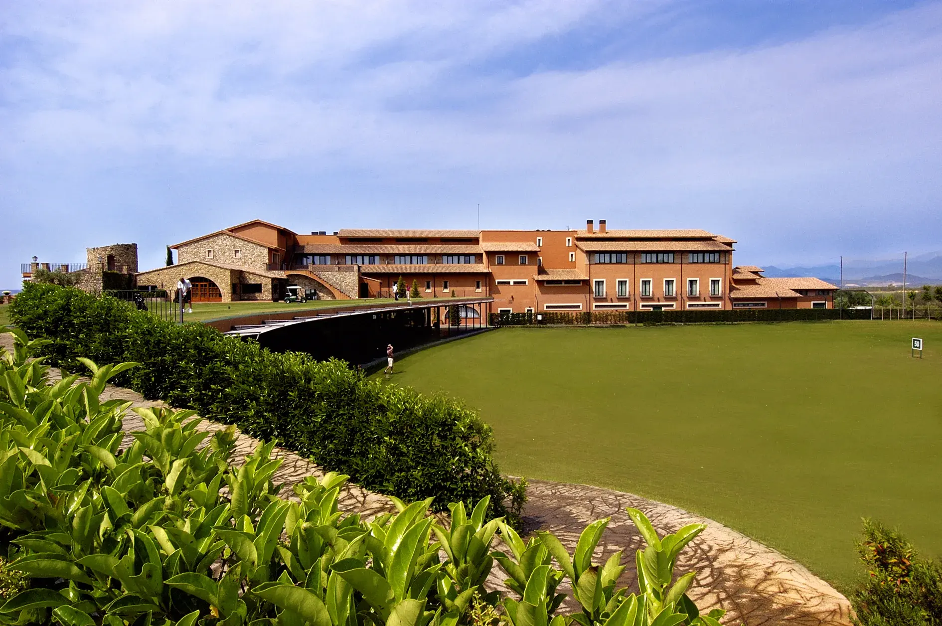 Practice putting green beside Hotel Peralada