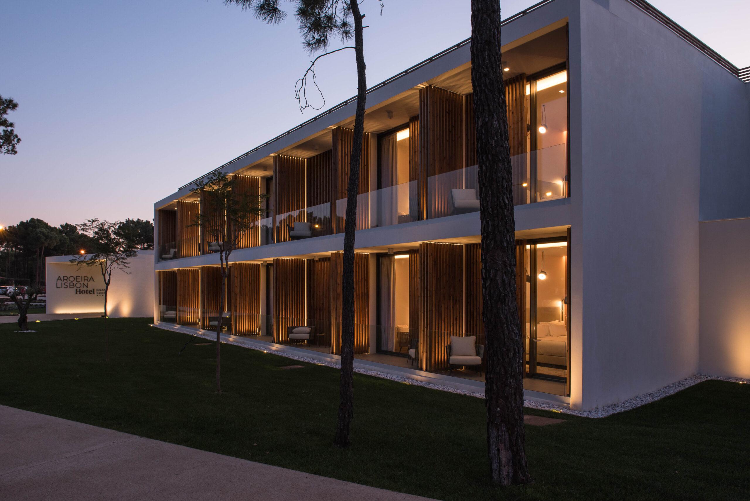 Exterior of Aroeira Lisbon Hotel among pine trees
