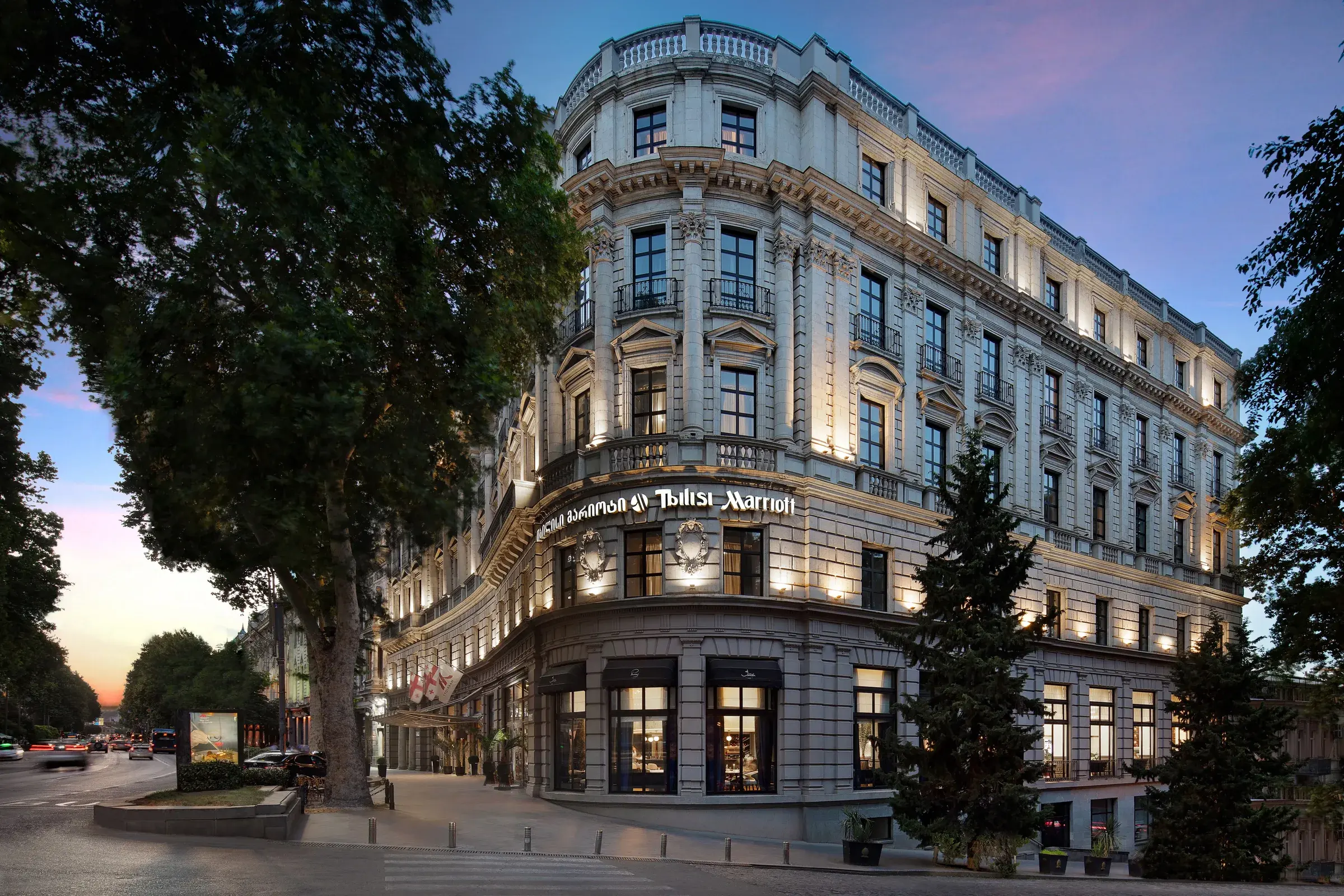 Exterior of the Tbilisi Marriott Hotel on Rustaveli Avenue