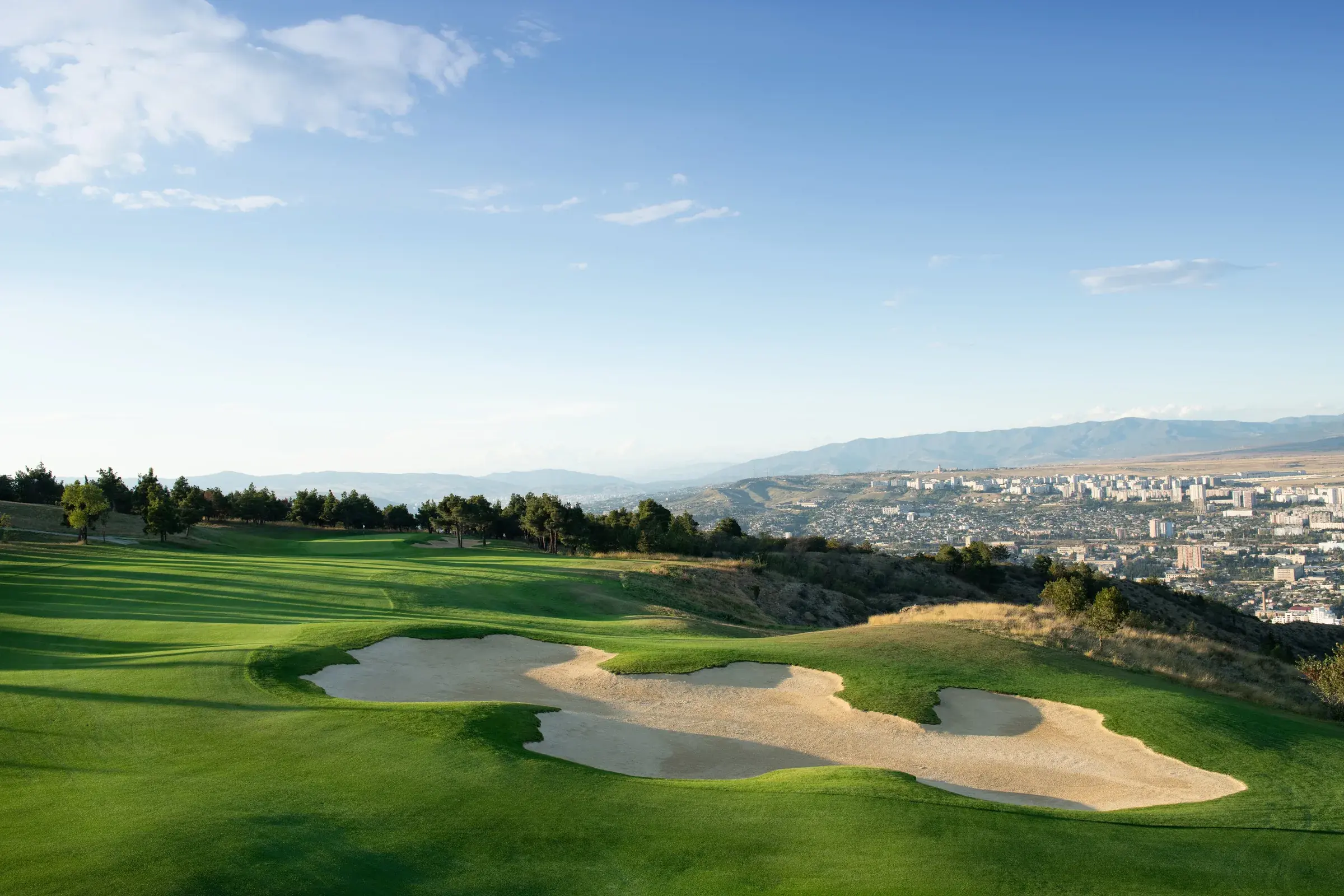 Eighth hole overlooking Tbilisi at Tbilisi Hills Golf