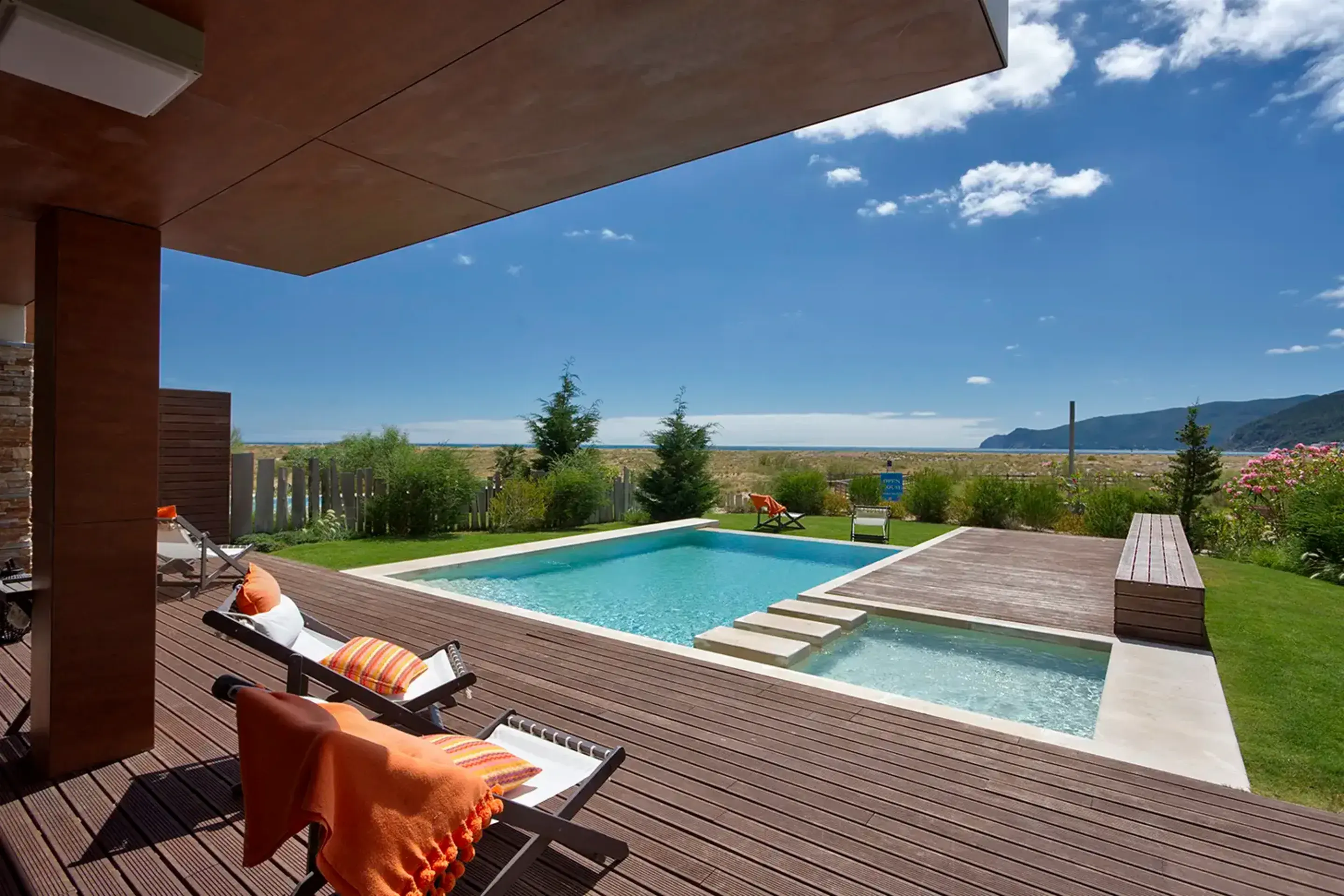 Troia Residences pool and terrace overlooking the coast